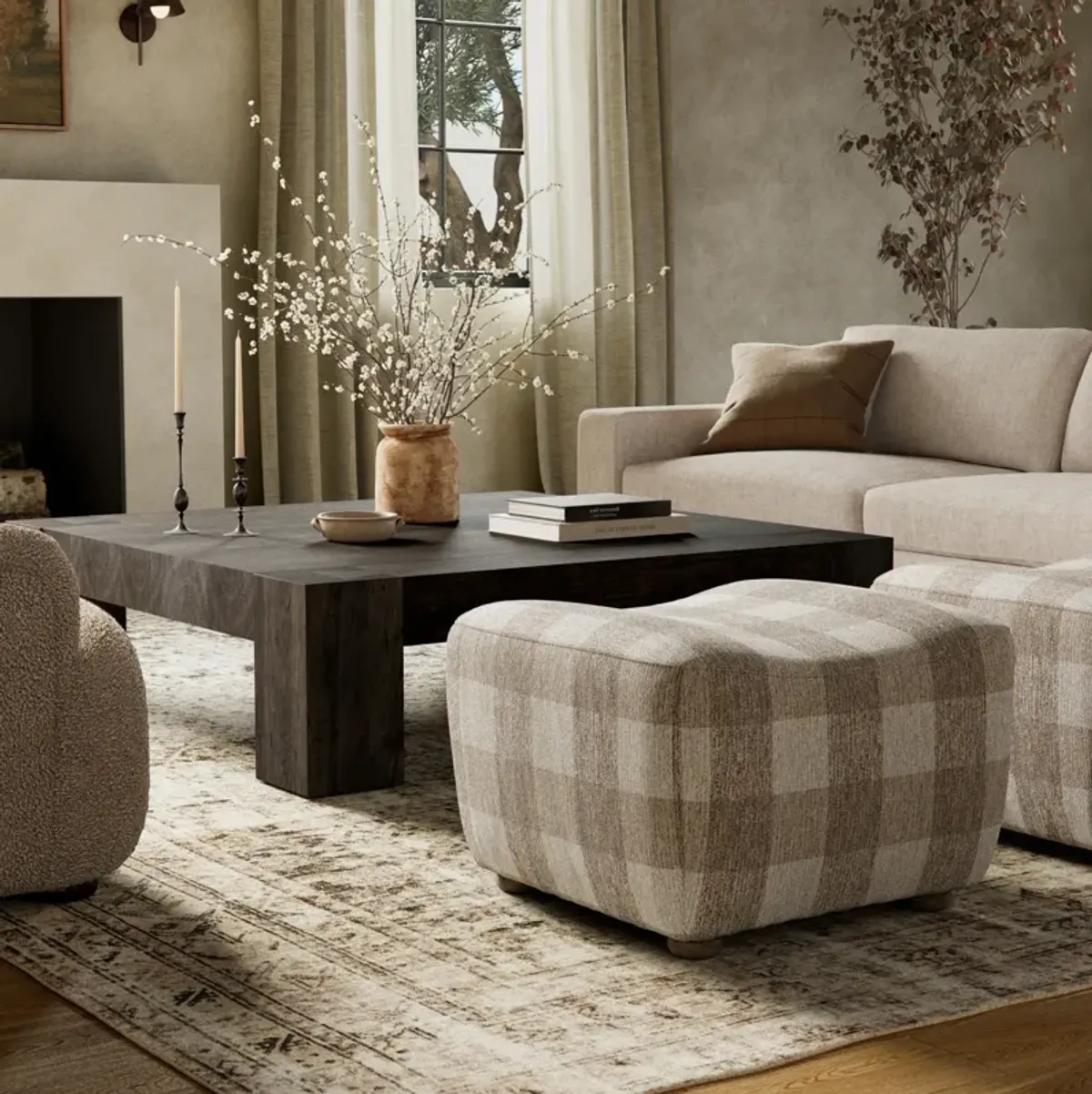 Kylo Dresden Pebble Ottoman