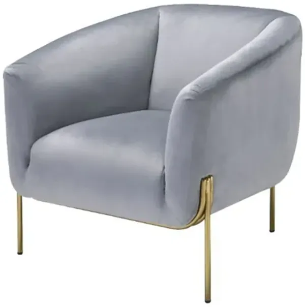 Gray Velvet Accent Chair in Gold Finish