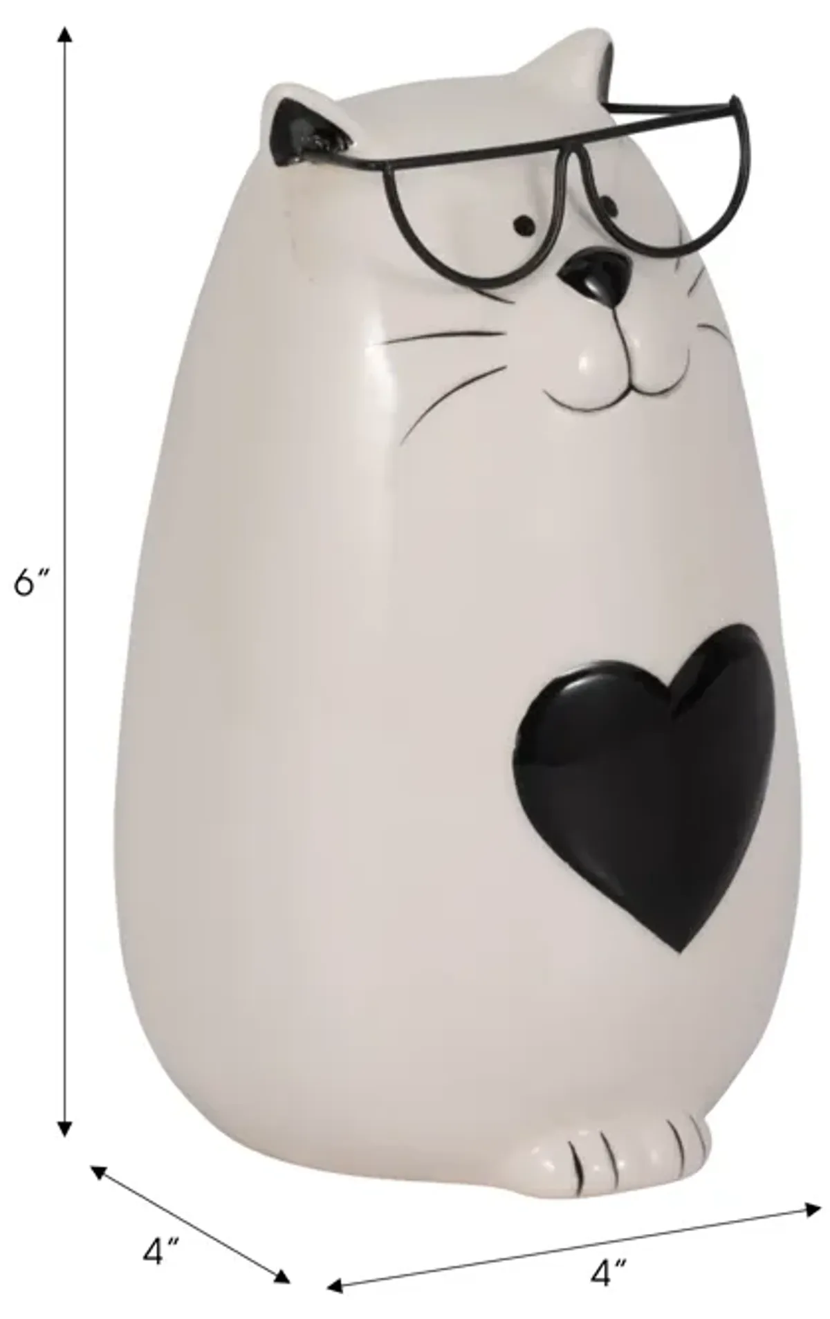 Heart Tummy Kitty with Glasses