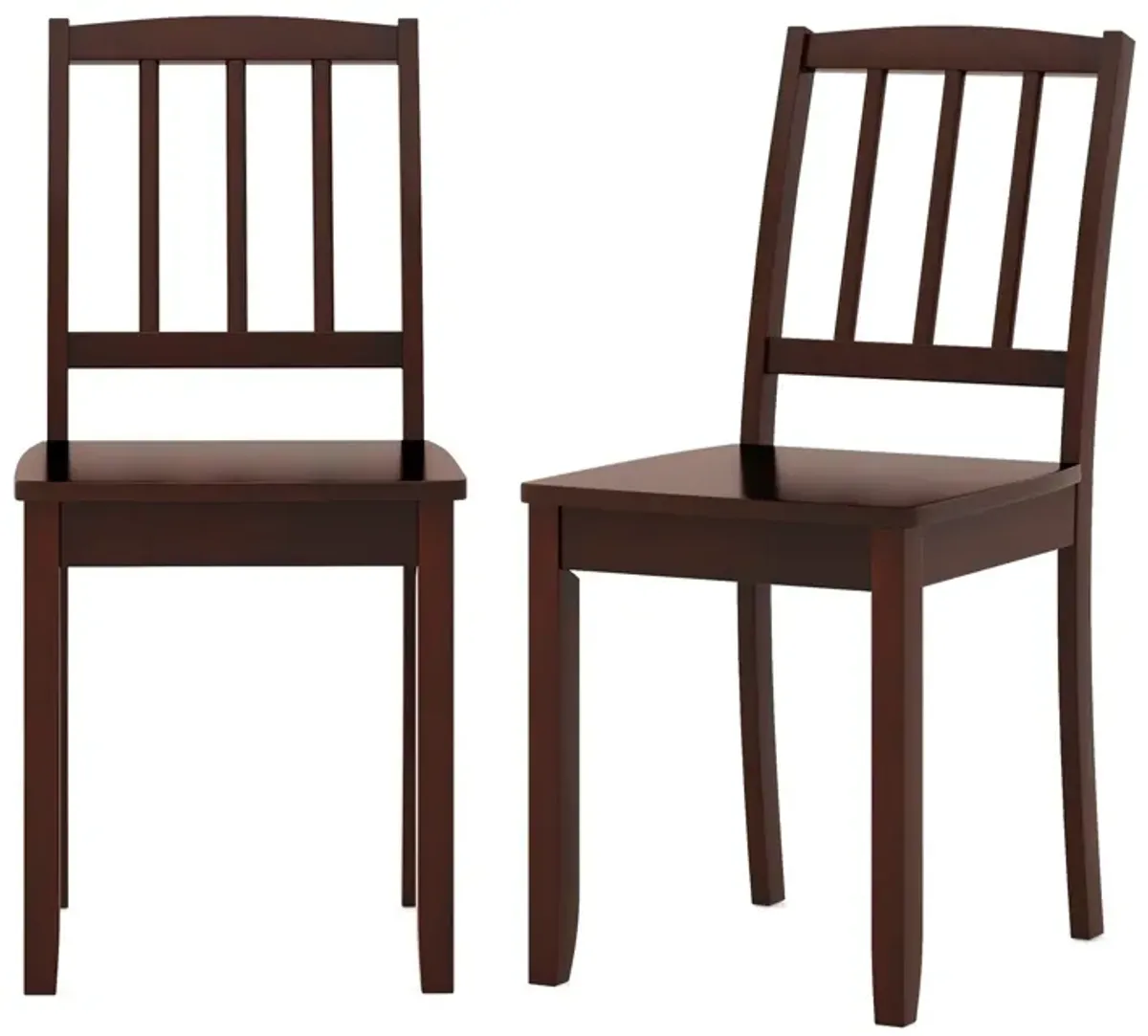 Wood Dining Chair Set of 2 with Rubber Wood Legs