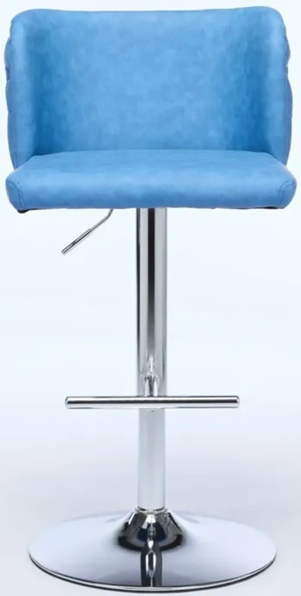 Streamdale Adjustable Chrome Base Bar Stools with Tufted Backs (Blue, Set of 2)