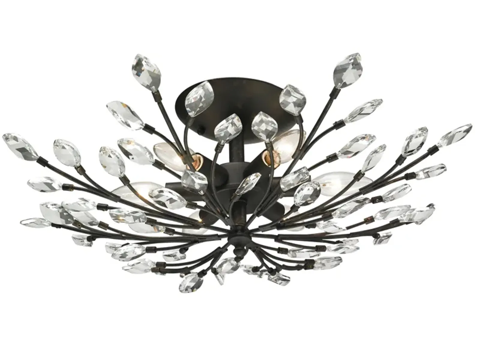 Crystal Branches 24'' Wide 6-Light Semi Flush Mount