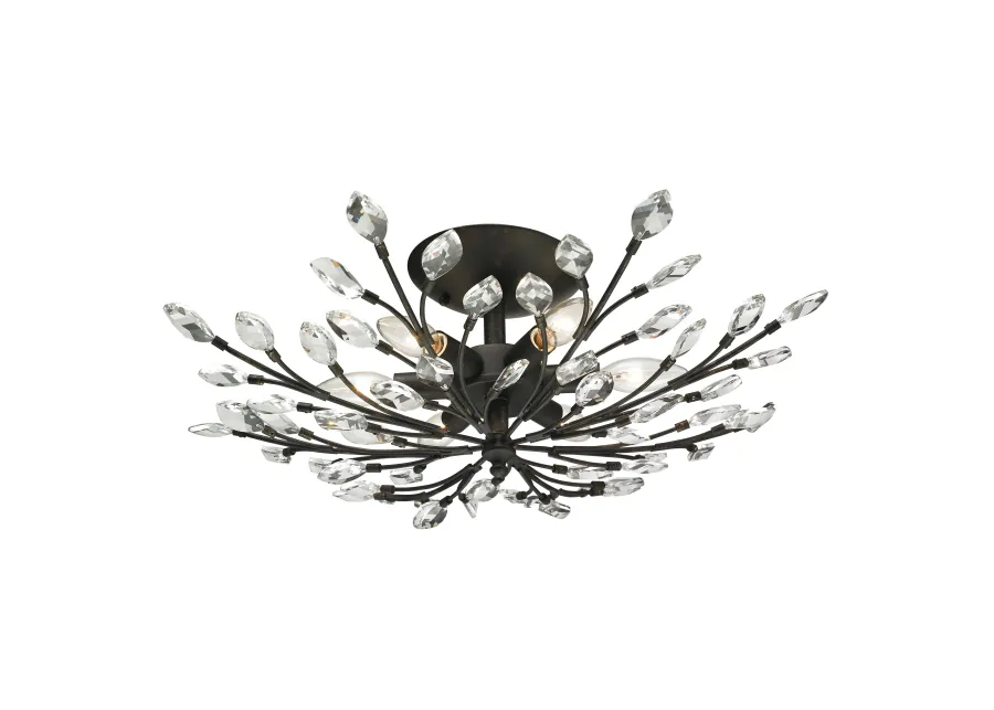 Crystal Branches 24'' Wide 6-Light Semi Flush Mount