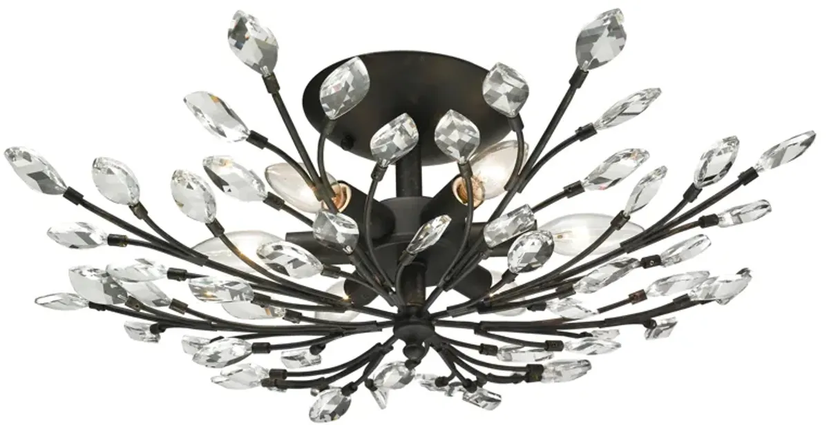 Crystal Branches 24'' Wide 6-Light Semi Flush Mount