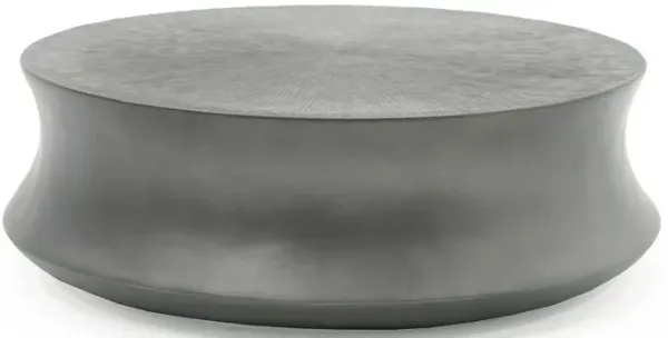 Benjara 32 Inch Coffee Table, Round Fibreglass Accent Tabletop, Modern Gray Finish
