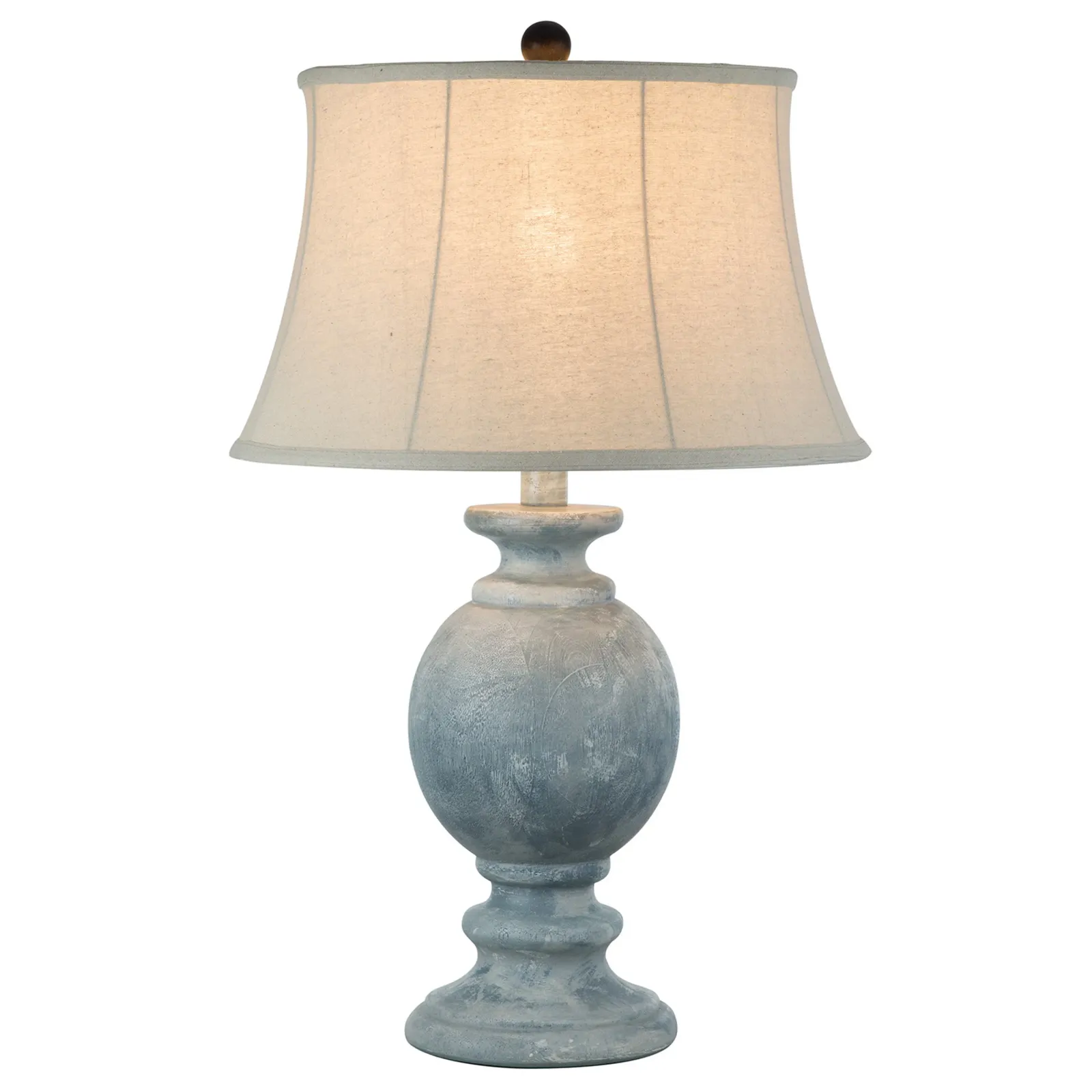 Hiel 29 Inch Hydrocal Table Lamp, Empire Shade, Vintage Light Blue Urn Base - Benzara