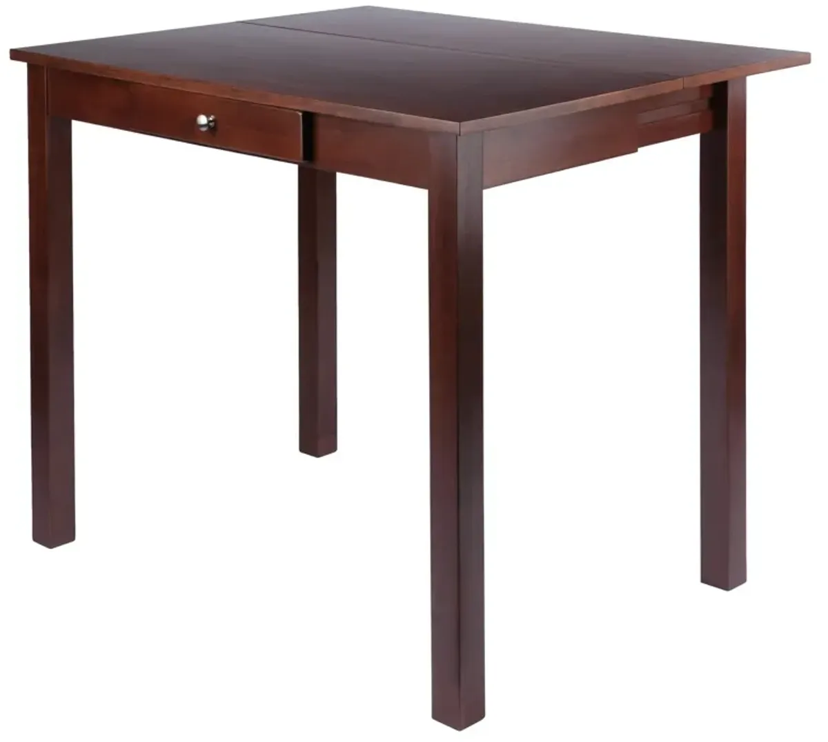 Yardlio Perrone High Table with Drop Leaf: Elegant Walnut Finish, Expandable for Four Guests