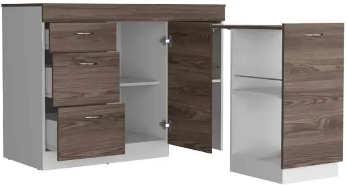 Kitchen Island Metask, Kitchen, White / Dark Walnut