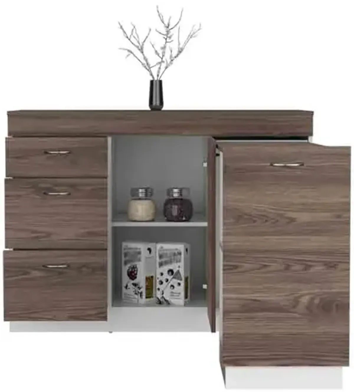 Kitchen Island Metask, Kitchen, White / Dark Walnut