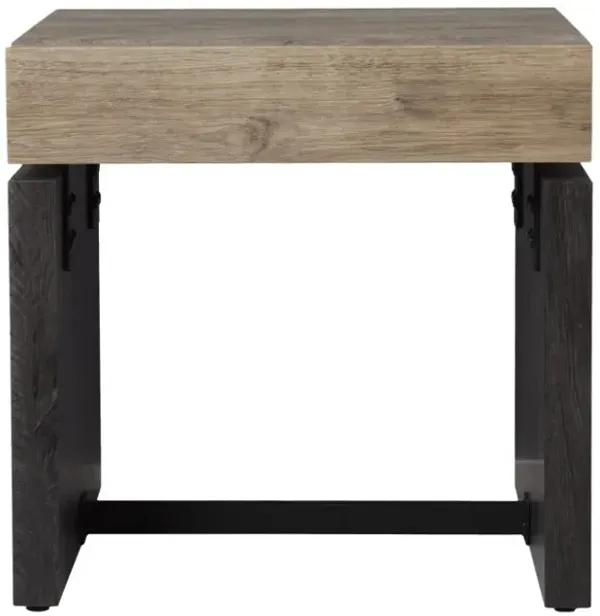 Hivvago 20" Natural Wood Manufactured Wood And Iron Square End Table