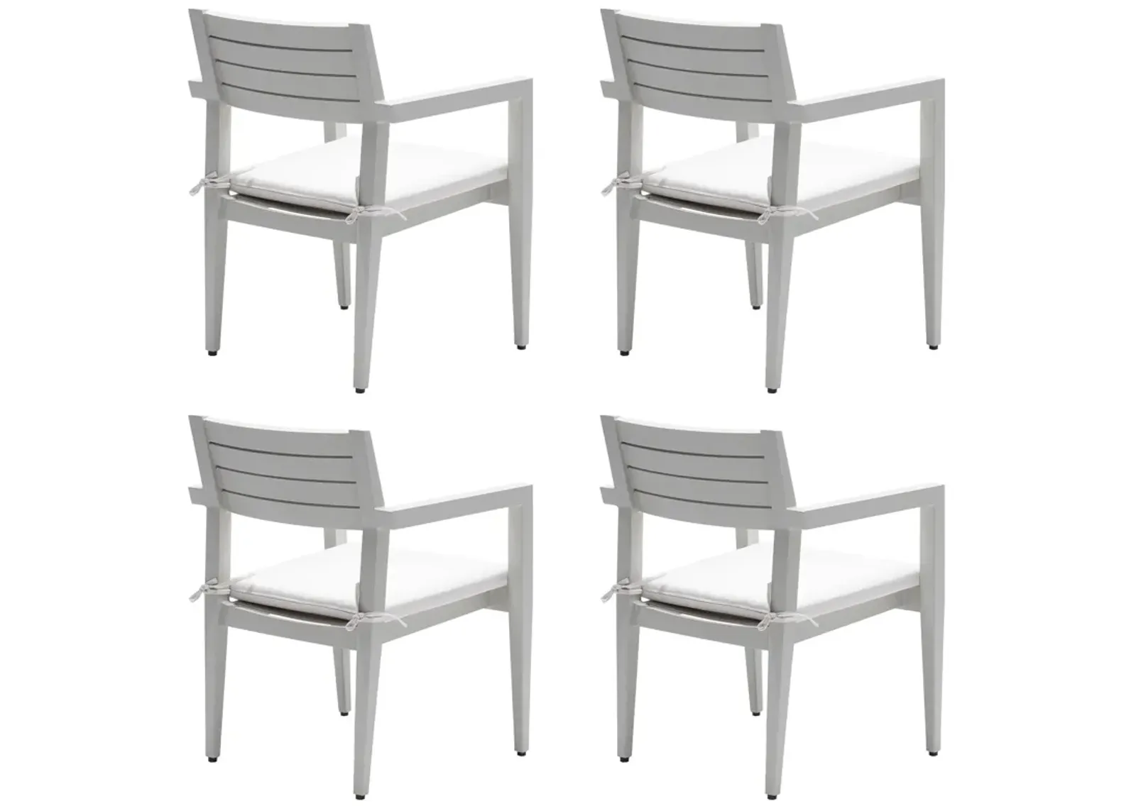 MONDAWE 4 Pieces Outdoor Patio Aluminum Stationary Dining Chairs with Outdoor-grade Sunbrella Fabric Cushions and Tapered Feet,Grayish