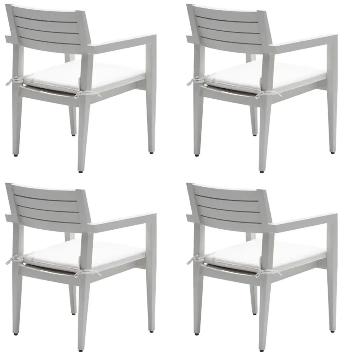 MONDAWE 4 Pieces Outdoor Patio Aluminum Stationary Dining Chairs with Outdoor-grade Sunbrella Fabric Cushions and Tapered Feet,Grayish