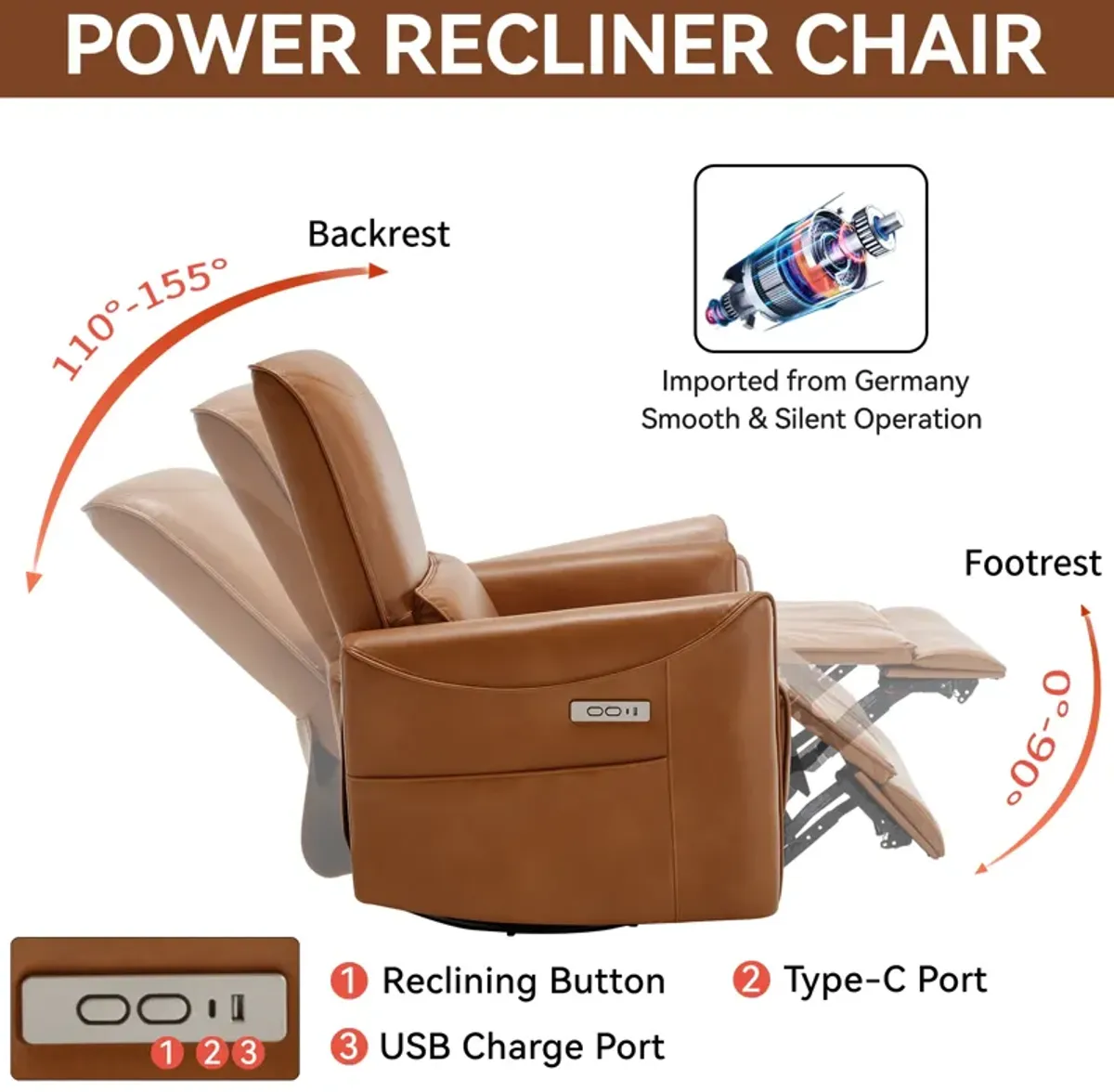 Merax Swivel and Rocker Power Recliner Chair