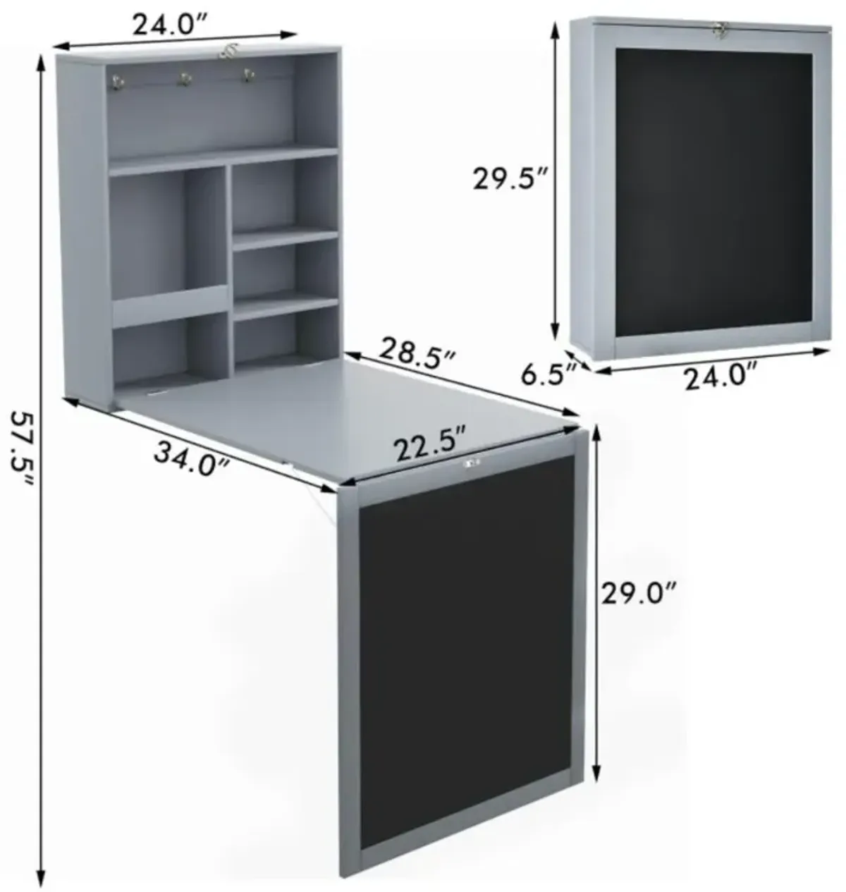 Hivvago Convertible Wall Mounted Table with A Chalkboard