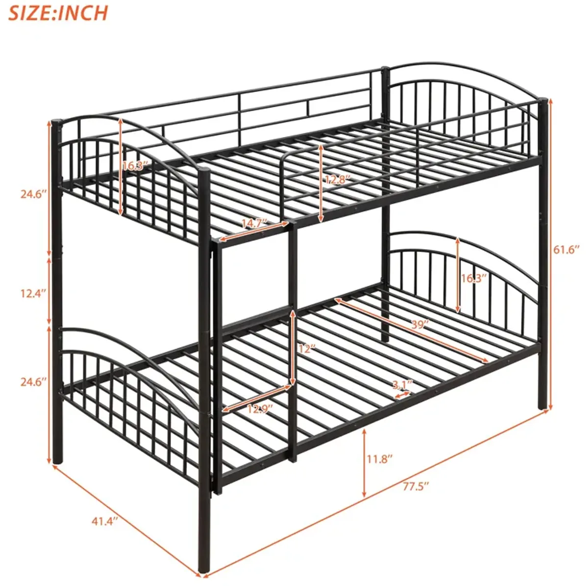 Merax Metal Bunk Bed 2 Beds in One