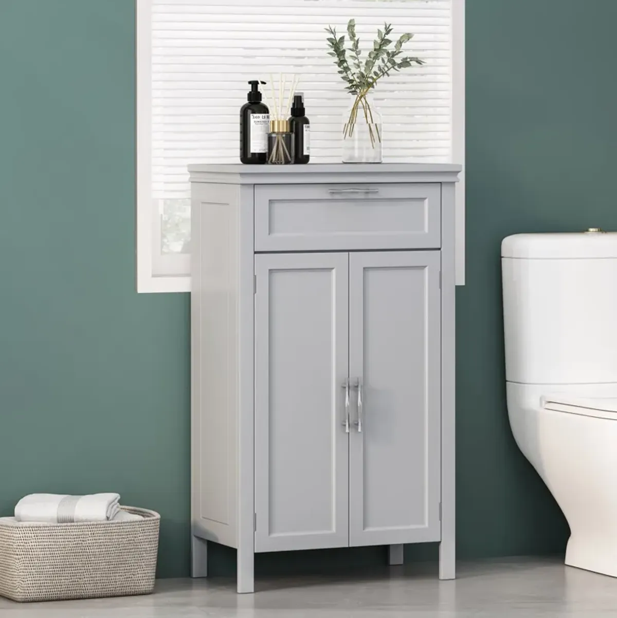 Modern Floor Linen Cabinet with Shaker-Style Panels and Ample Storage