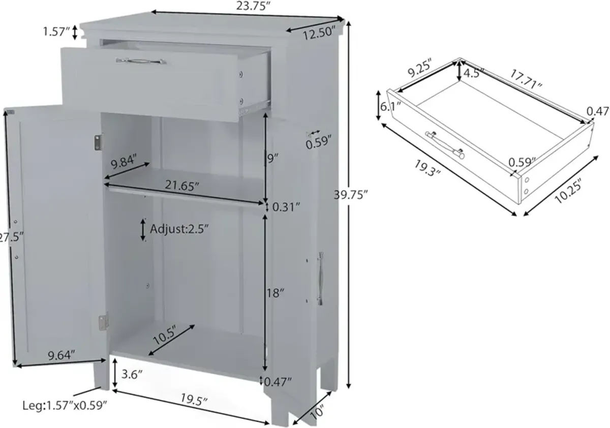 Modern Floor Linen Cabinet with Shaker-Style Panels and Ample Storage