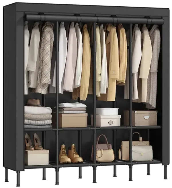 Bedroom Wardrobe Closet with Hanging Rails for Organized Clothing Storage