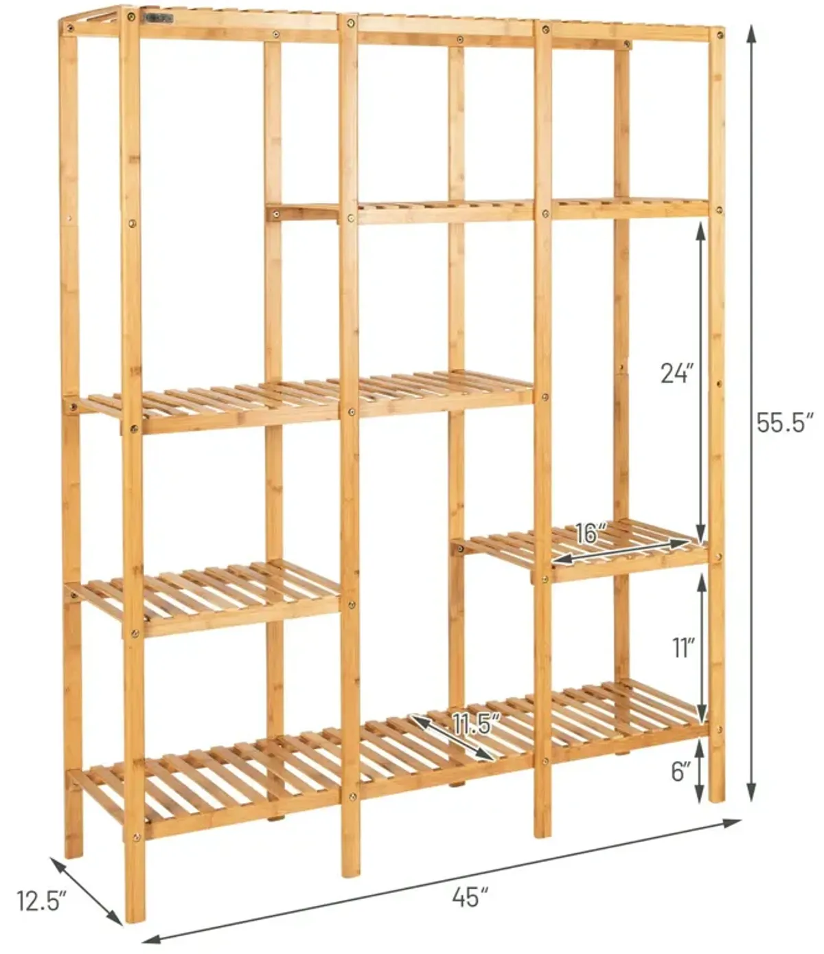 Multifunctional Bamboo Shelf Storage Organizer Rack