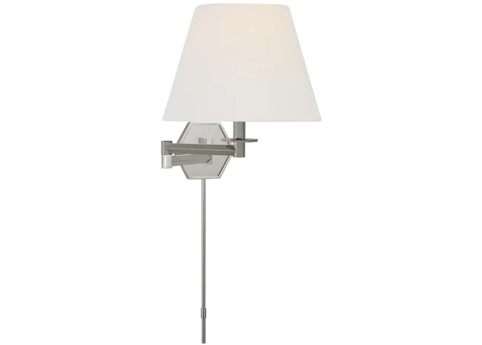 Olivier Swing Arm Wall Light in Polished Nickel with Linen Shade