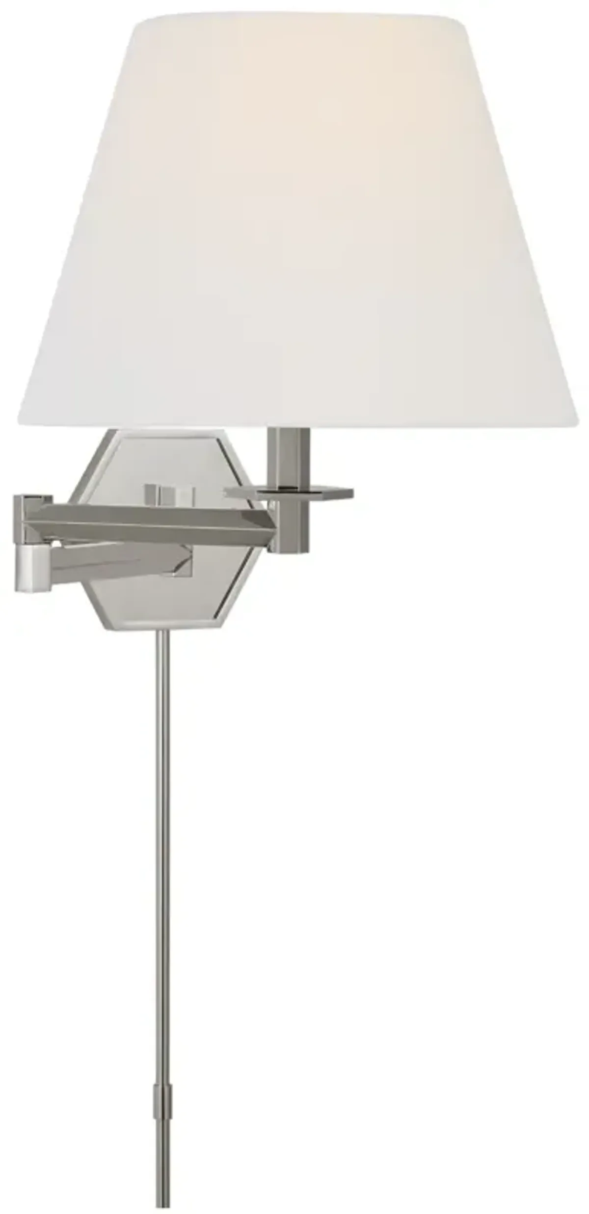 Olivier Swing Arm Wall Light in Polished Nickel with Linen Shade