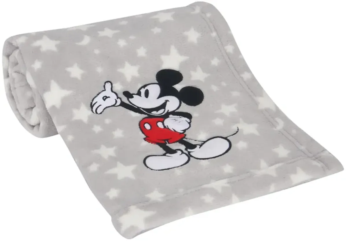 Lambs & Ivy Disney Baby Mickey Mouse Stars Gray Soft Fleece Baby Blanket