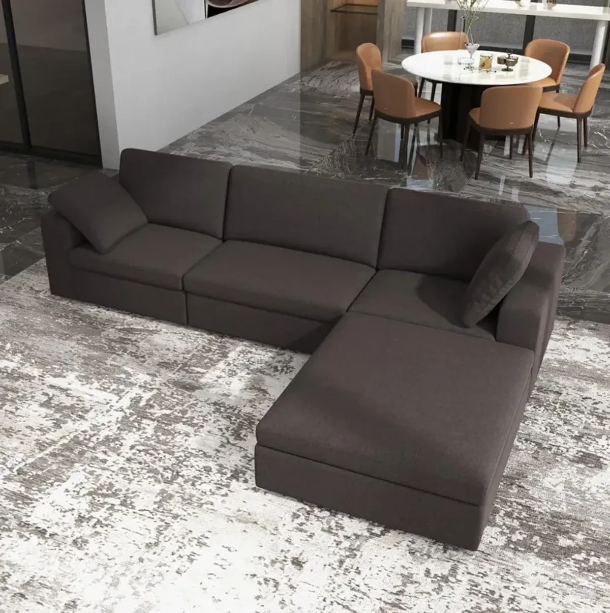 Ashcroft Furniture Co Cecilia Modular Corner Sectional Modern Sofa Dark Gray