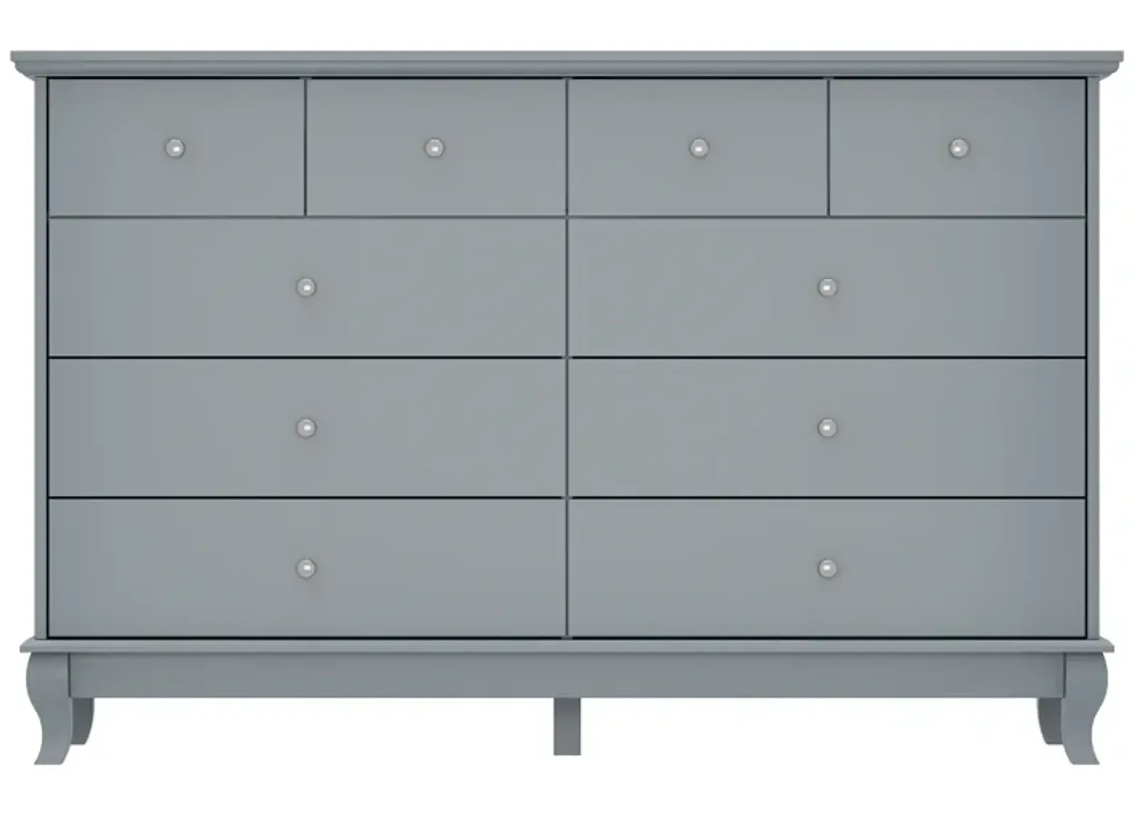 FUFU&GAGA Elegant Dresser with 10 Spacious Drawers and Curved Legs, (55.1" W x 15.7" D x 35.4" H),Grey