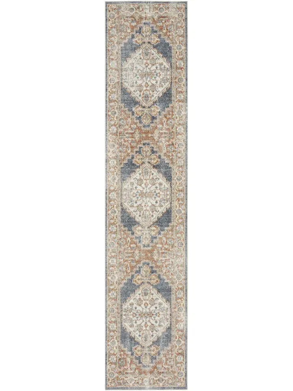 Astra Machine Washable ASW11 Denim/Multicolor 2'2" x 10' Rug