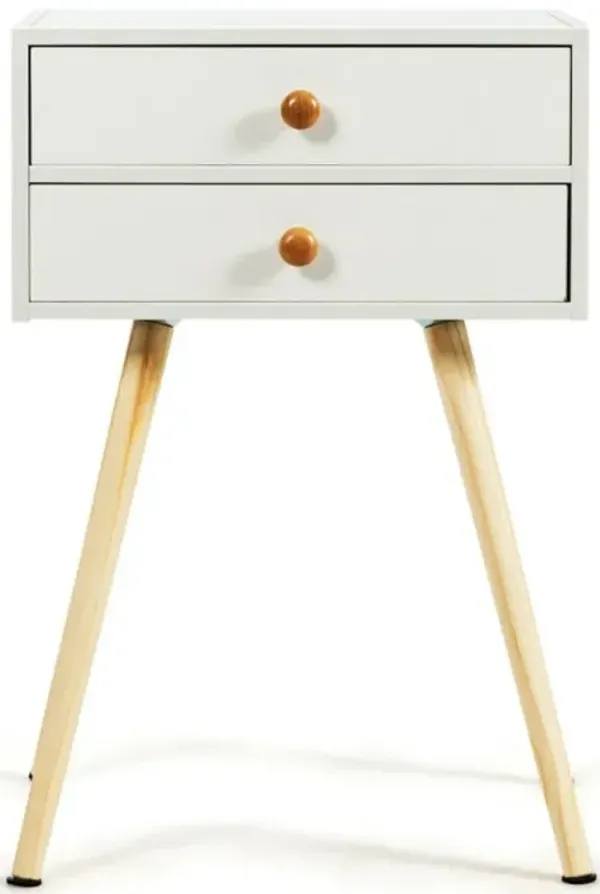 Hivago Mid Century Modern 2 Drawers Nightstand in Natural