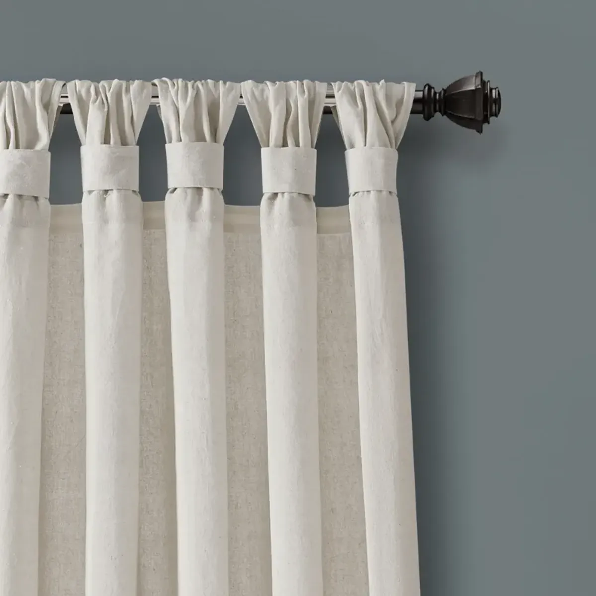 Burlap Knotted Tab Top Window Curtain Panels