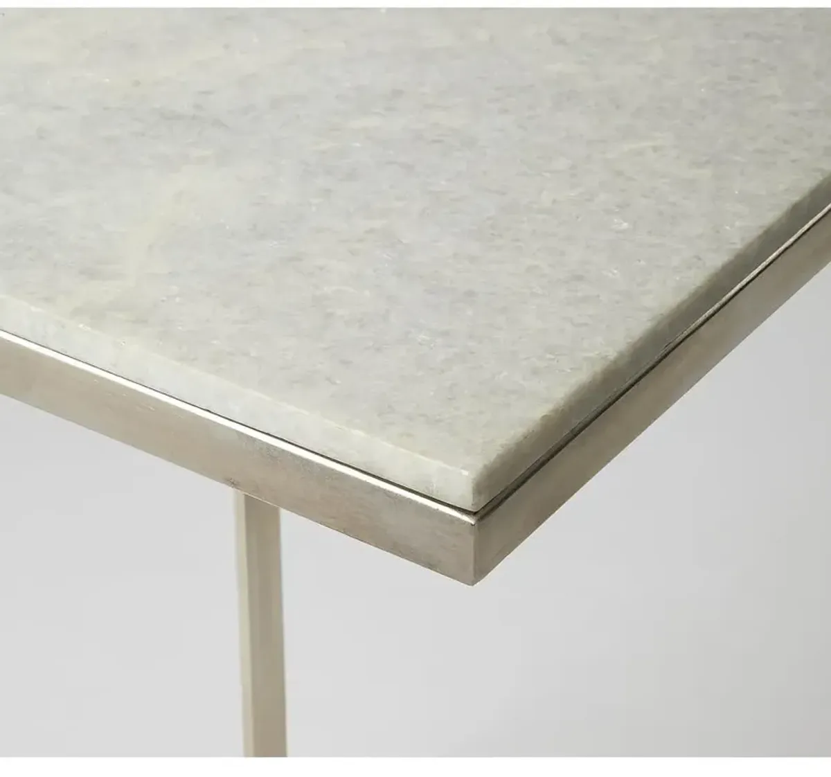 Modern Nickel and Marble Square End Table, Belen Kox