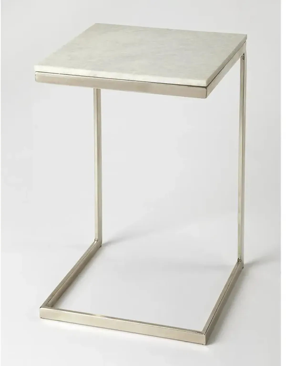 Modern Nickel and Marble Square End Table, Belen Kox