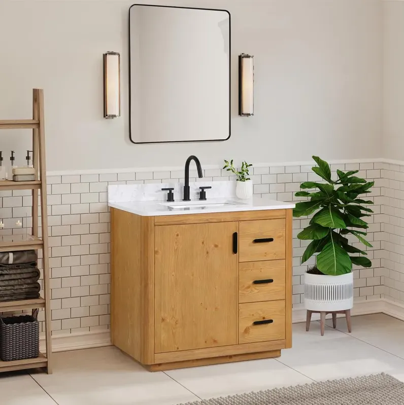 Altair 36 Single Bathroom Vanity in Natural Wood without Mirror