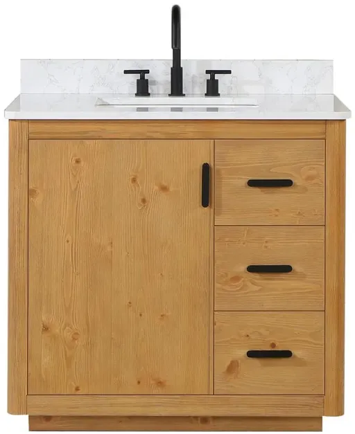 Altair 36 Single Bathroom Vanity in Natural Wood without Mirror