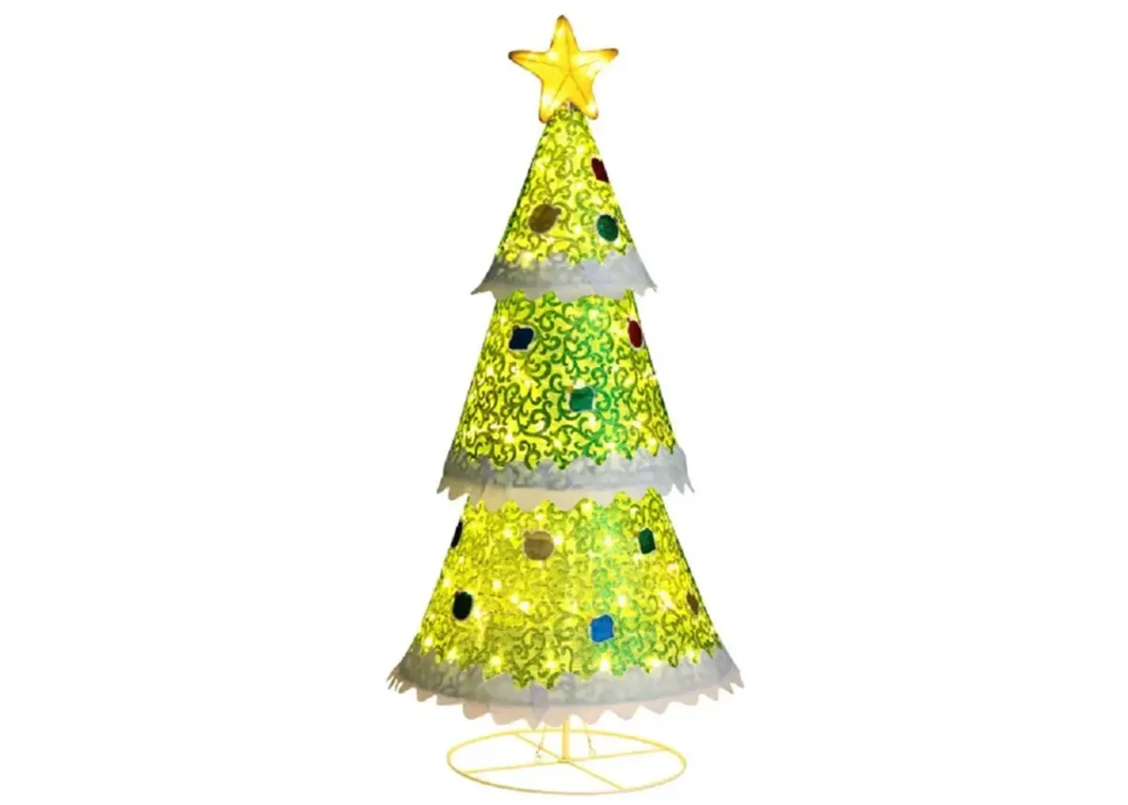 4.6 Feet Pre-Lit Pop-up Christmas Tree with 110 Warm Lights-Green