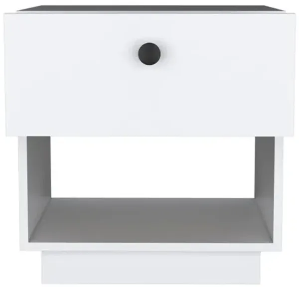 DEPOT E-SHOP Macon Single Drawer Nightstand with Open Storage Shelf, White