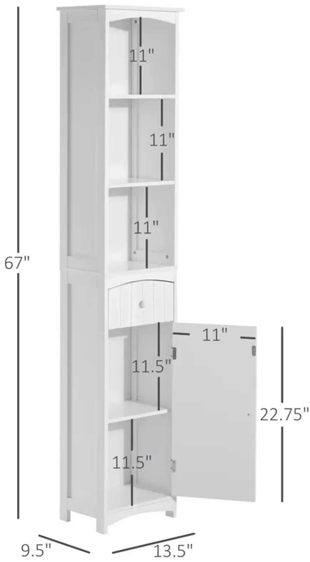 Tall Bathroom Cabinet Free Standing Bath Storage Organizer Linen Tower w/ Shelf