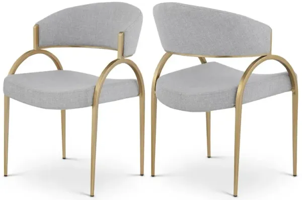 Meridian Furniture Privet Grey Linen Textured Fabric Dining Chair, Set of 2