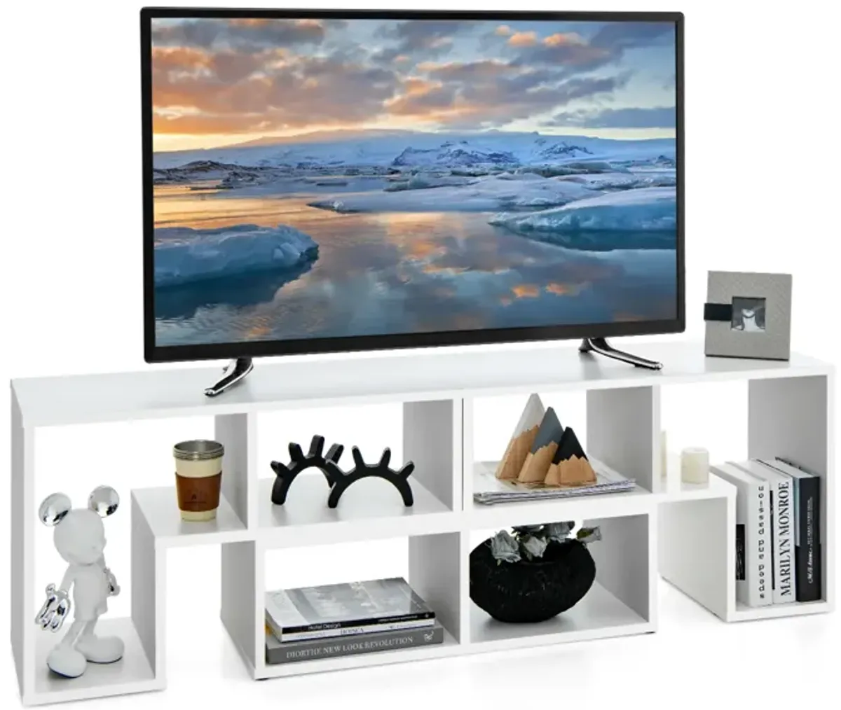 3 Pieces Console TV Stand for TVs up to 65 Inch with Shelves