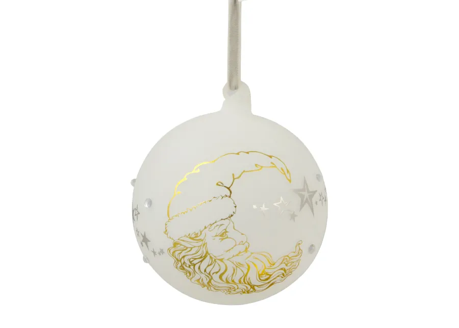 4.5" Moon Santa 'Dreams Come True' Frosted Glass Christmas Ornament