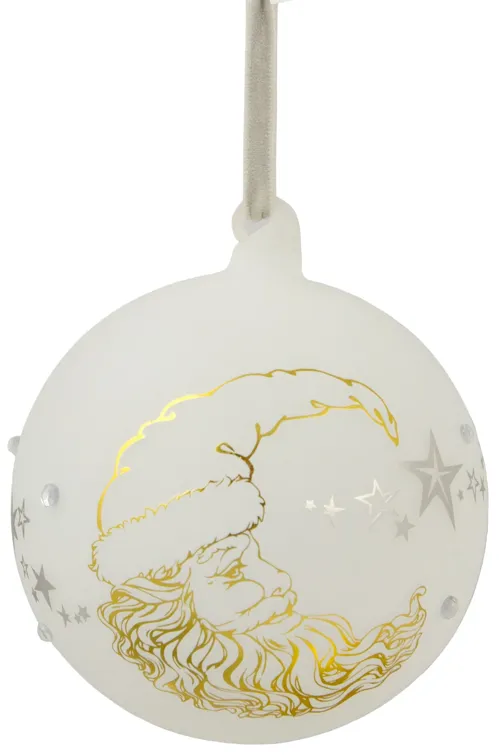 4.5" Moon Santa 'Dreams Come True' Frosted Glass Christmas Ornament