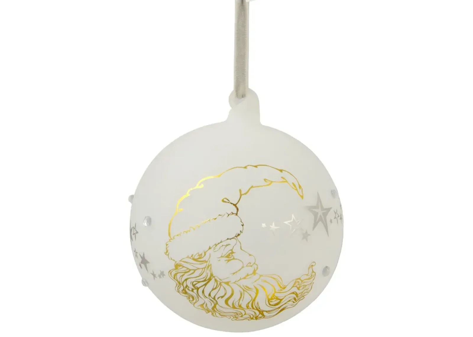 4.5" Moon Santa 'Dreams Come True' Frosted Glass Christmas Ornament