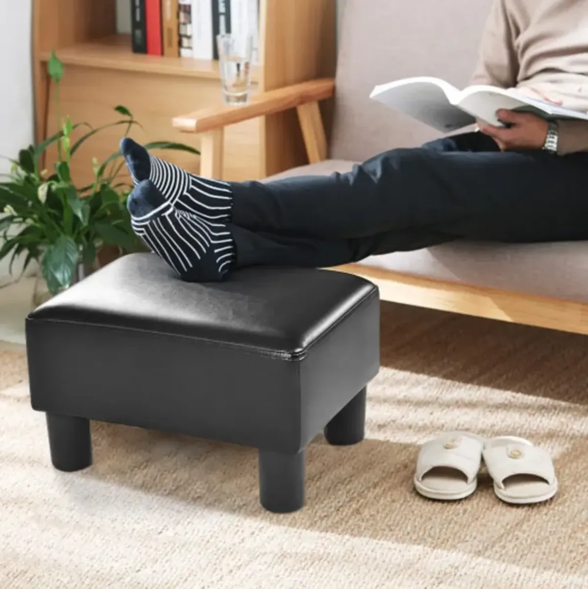 Hivvago Small PU Leather Rectangular Seat Ottoman Footstool