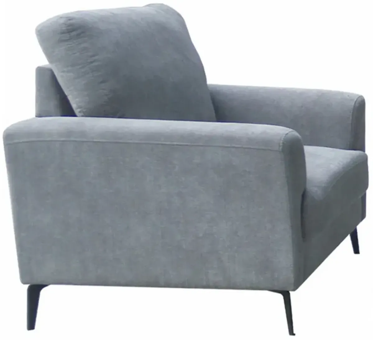 Jake 37 Inch Accent Sofa Armchair, Gray Chenille Foam Cushions, Metal Legs - Benzara