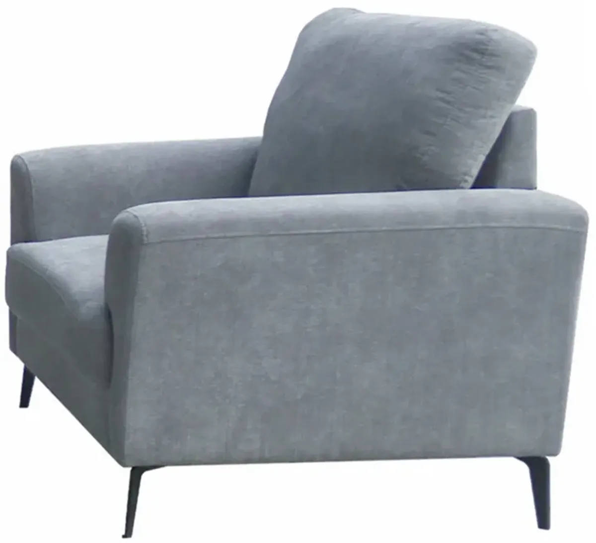 Jake 37 Inch Accent Sofa Armchair, Gray Chenille Foam Cushions, Metal Legs - Benzara