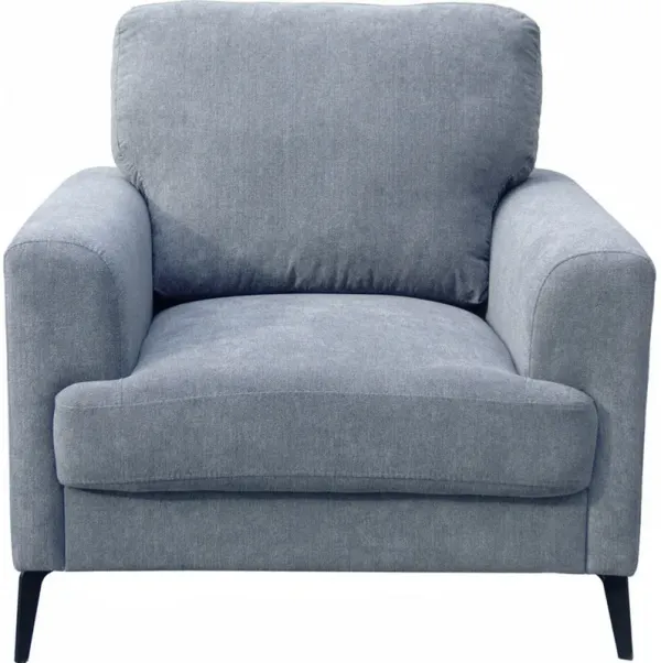 Jake 37 Inch Accent Sofa Armchair, Gray Chenille Foam Cushions, Metal Legs - Benzara