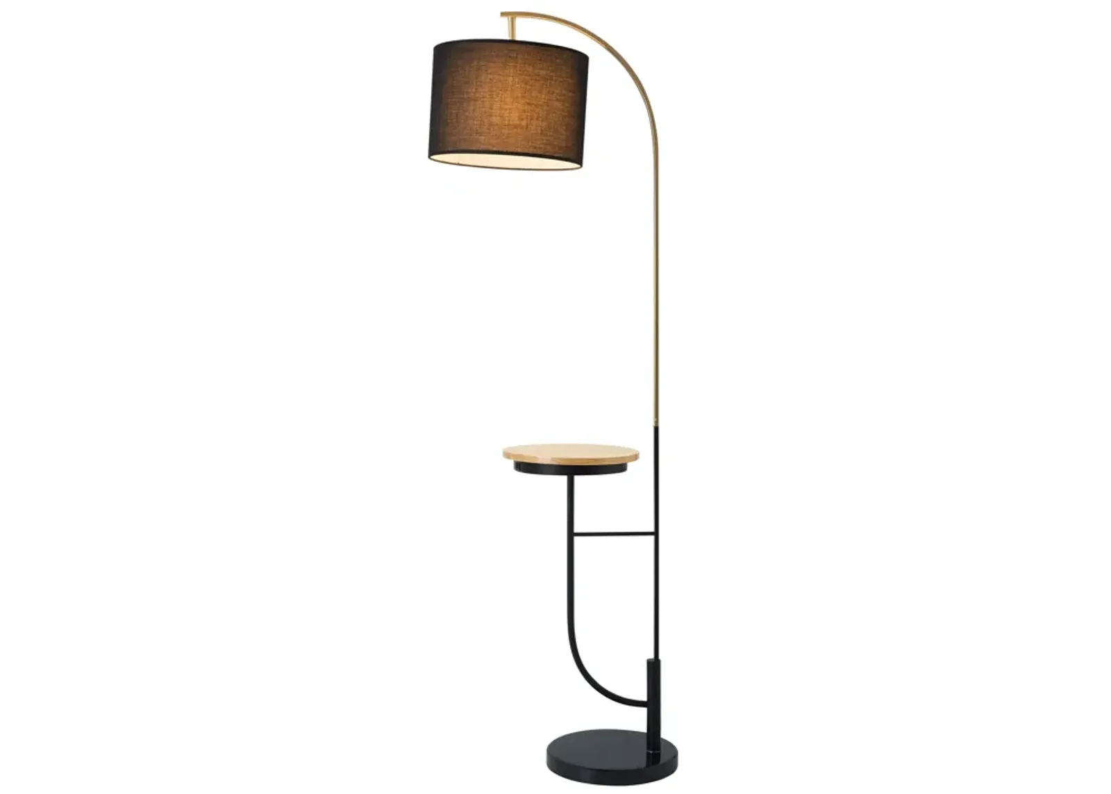 Teamson Home Danna 65" Modern Metal Arc Floor Lamp with Table and USB Port, Black