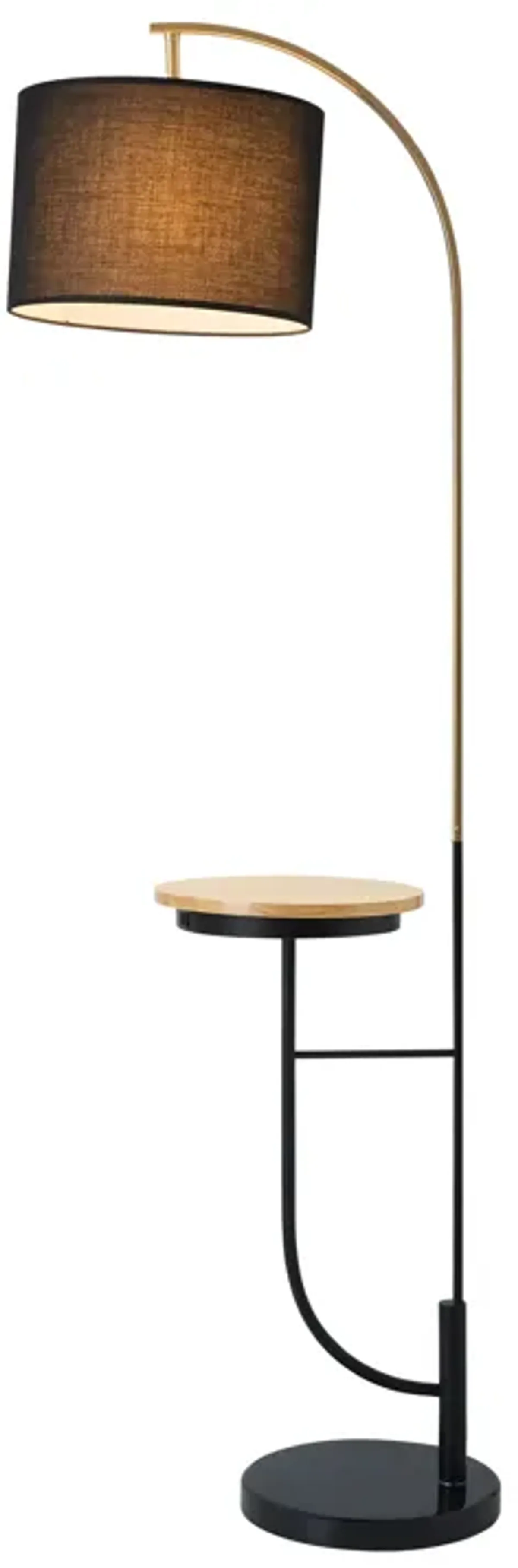 Teamson Home Danna 65" Modern Metal Arc Floor Lamp with Table and USB Port, Black