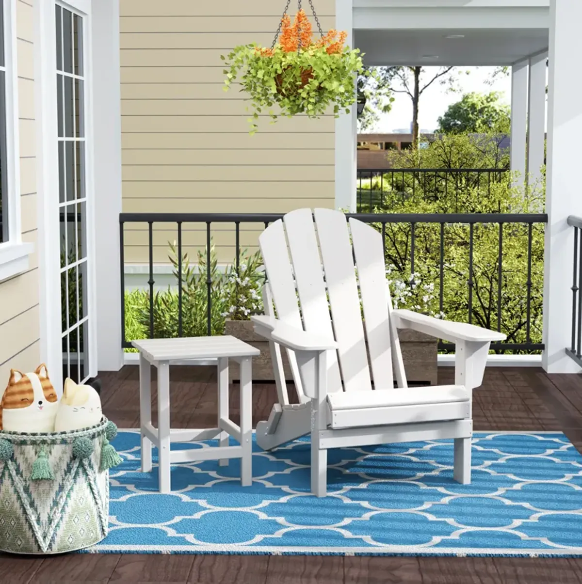 WestinTrends Outdoor Patio Adirondack Chair with Side Table